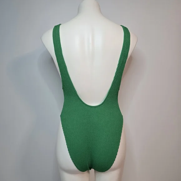 Aerie Birthday Scoop Cheekiest One Piece Swimsuit Jelly Bean Green Blue Medium - Picture 4 of 9